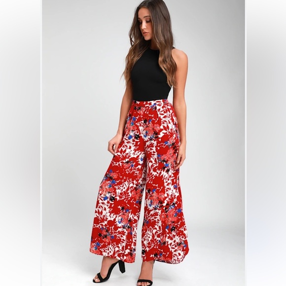 Intimately By Free People Pants - Intimately Free People sz S red floral wide leg pants